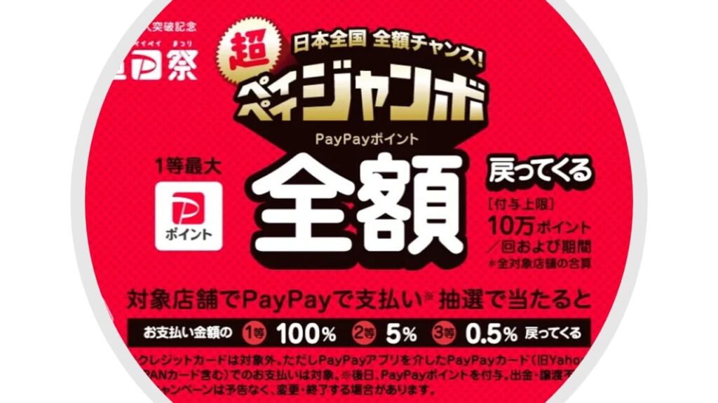 PayPay2022年10月キャンペーン!超ペイペイ祭り開催!最大全額戻ってくる!