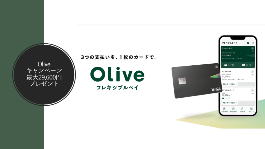 三井住友Olive(オリーブ)最新キャンペーン・最大29,600円獲得の大チャンス
